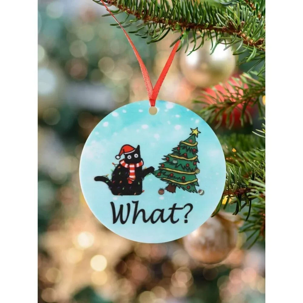 1pc Round Acrylic Tree Ornament Cat Lover Gifts For Women